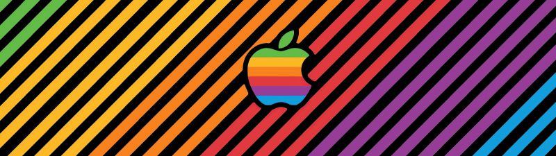 Apple, Multicolor, Stripes, Colorful, Apple logo, Aesthetic, 5K