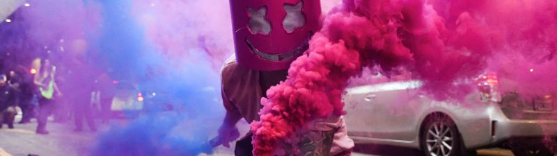 Marshmello, Smoke, Mask, Street festival, Costume, 5K