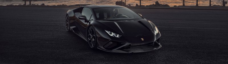 Novitec Lamborghini Huracán EVO RWD, Black cars, Sunset, 2021, 5K, 8K