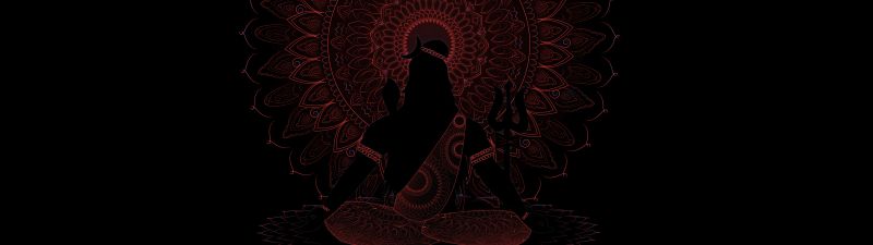 Lord Shiva, AMOLED, Black background, Illustration