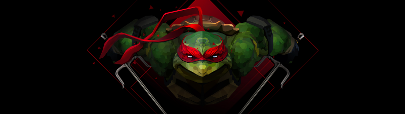 Raphael, TMNT, Low poly, Artwork, AMOLED, Black background