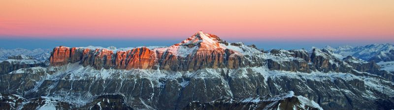 Glacier mountains, Alpenglow, Snow covered, Mountain range, Winter, Mountain Peak, Landscape, Scenic