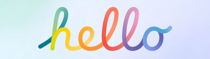 Hello, Typography, Gradient background, Colorful, White background, Apple Event, 5K, Pastel background