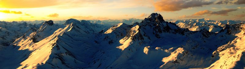 Swiss Alps, Alps mountains, Aerial view, Morning, Sunny day