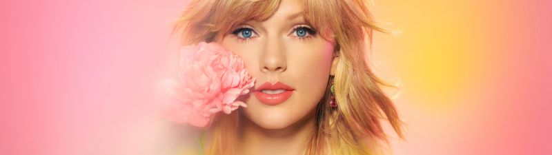 Taylor Swift, American singer, Portrait, Gradient background, Beautiful, Pastel pink