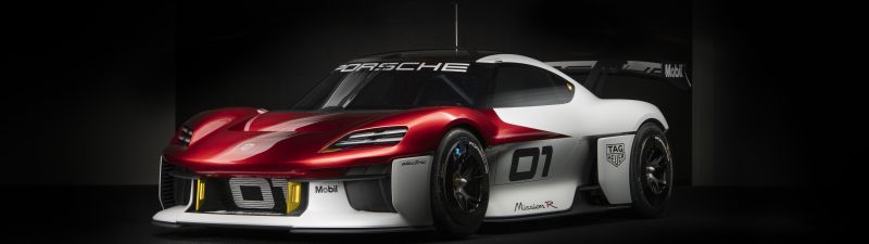 Porsche Mission R, 8K, Electric Sports cars, Black background, 2021, 5K