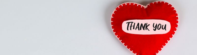 Thank You, Red heart, White background, 5K, Love heart