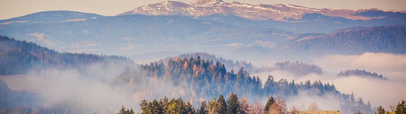 Kamnik Alps, Mountain range, Forest, Mountains, Landscape, Mist, Mountains, Travel, Scenery, Slovenia, 5K