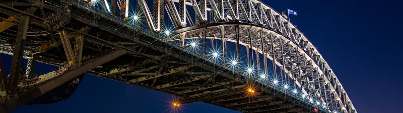 Sydney Harbour Bridge, Night, Cityscape, Modern architecture, Sydney, Australia
