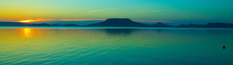 Lake Balaton, Hungary, Freshwater Lake, Sunset, Body of Water, Dusk, Tropical, Clear sky, Scenery, 5K