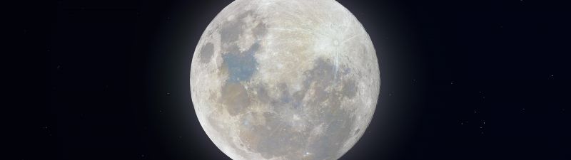 Super Snow Moon, Full moon, Night, Glowing, 8K