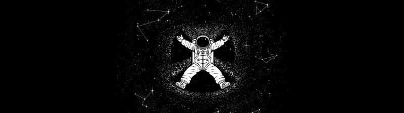 Astronaut, Minimal art, Space artwork, Bored Astronaut, Black background, AMOLED