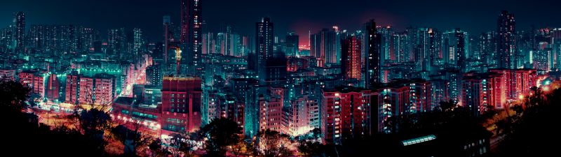 Cityscape, Night, Buildings, City lights, Night City, Dark Sky