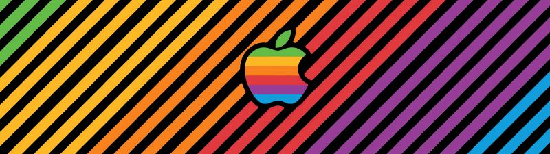 Apple logo, Stripes, Colorful background, Rainbow colors, iMac, 2022, 5K