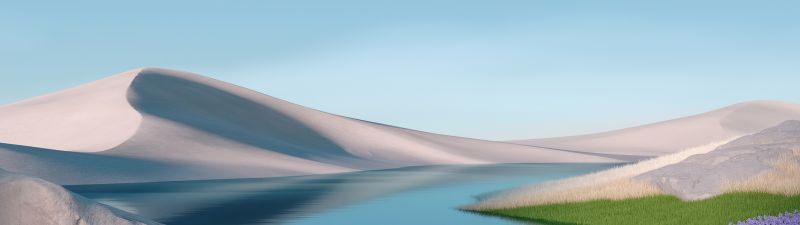 Landscape, Sunny day, Lake, Desert, Windows 11, Daylight