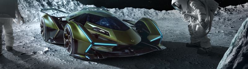 Lamborghini Lambo V12 Vision GT, Moon, Astronauts, 5K, 8K