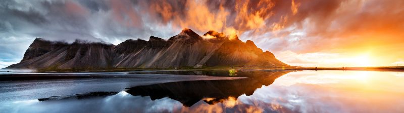 Vestrahorn mountain, Beach, Iceland, Sunset, Dawn, Motorola Edge 30 Neo, Stock, Stokksnes