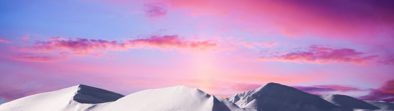 Mountains, Snow covered, Colorful Sky, Evening sky, Twilight, Sunset, Purple sky, Motorola Edge 30 Neo, Stock