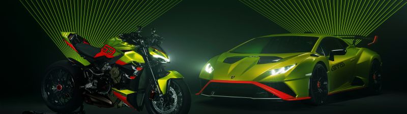 Lamborghini Huracán STO, Ducati Streetfighter V4 Lamborghini, Sports bikes, 2022, 5K, 8K