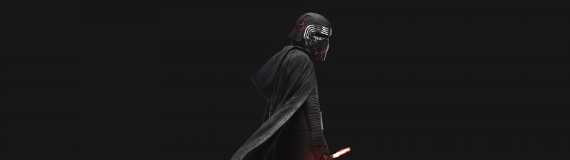 Kylo Ren, Star Wars: The Rise of Skywalker, Black background, 5K, 8K