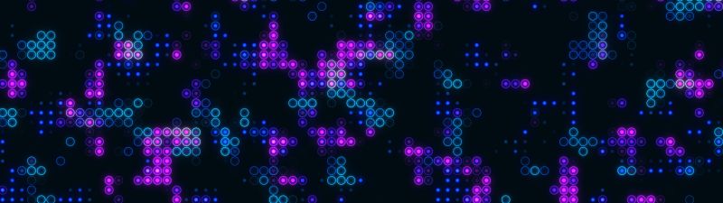 Abstract background, Grid, Neon circles, Purple background, Dark background