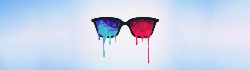 Cool glasses, Drippy Sunglasses, 3D Psychedelic, Low poly, Blue abstract, Drippy