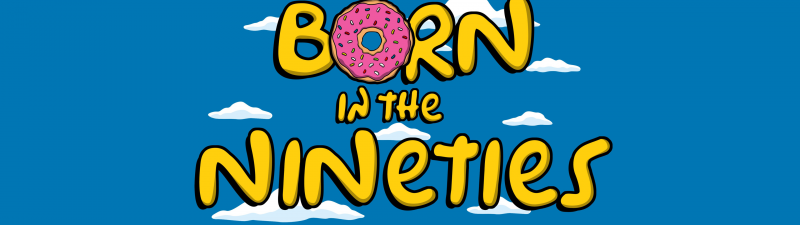 Born in the Nineties, Born in the 90's, Clouds, Blue background, The Simpsons