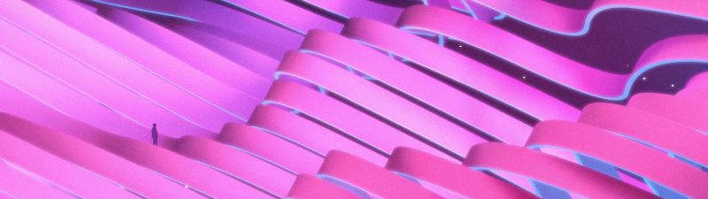 Waves, Pink background, Pink abstract