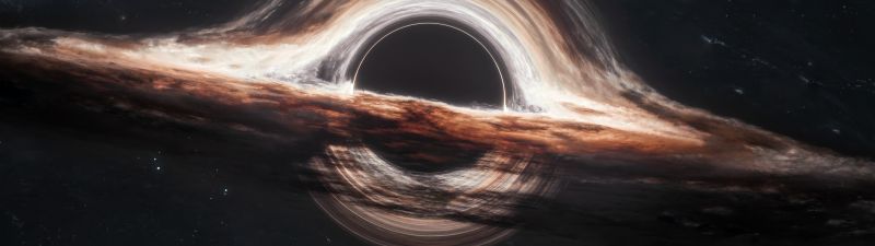 Gargantua black hole, Wormhole, Interstellar, Cosmos, 5K