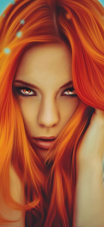 Teen girl, Orange hair, Portrait