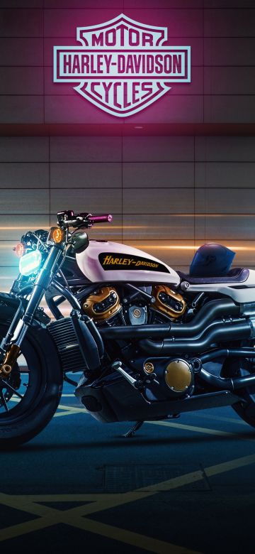 Harley-Davidson Sportster S, Neon background, Night lights