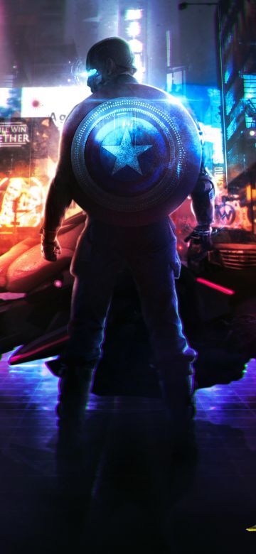 Cyberpunk 2077, Captain America, Neon, Concept Art