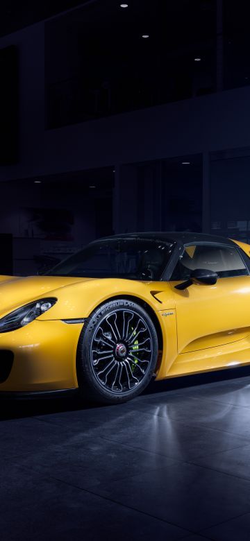 Porsche 918 Spyder, Hypercars, Hybrid cars, 5K, Dark background