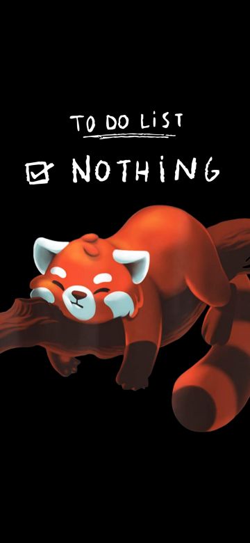 Todo list, Nothing, Red panda, Lazy, Kawaii panda, 5K, Black background