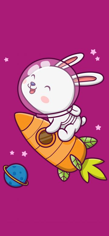 Cute rabbit, Kawaii astronaut, Cute bunny, 5K, Magenta background