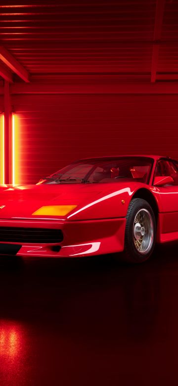 Koenig Ferrari 512 BB Twin Turbo, Pininfarina, Red cars, Red background, 5K