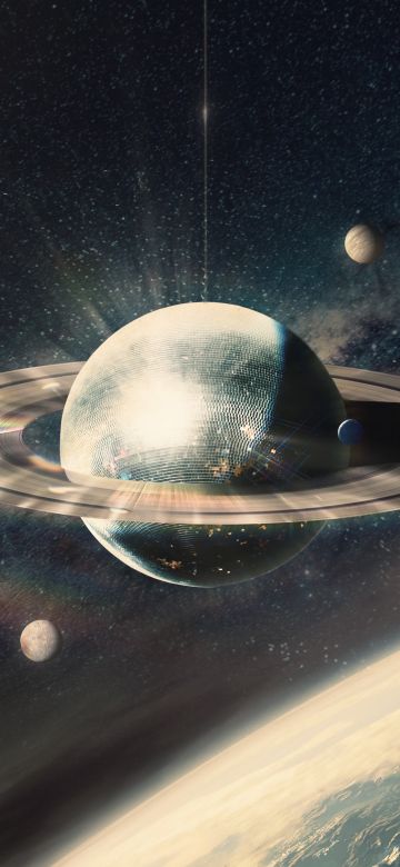 Saturn, Solar system, Moon, Surreal, 5K, Planets