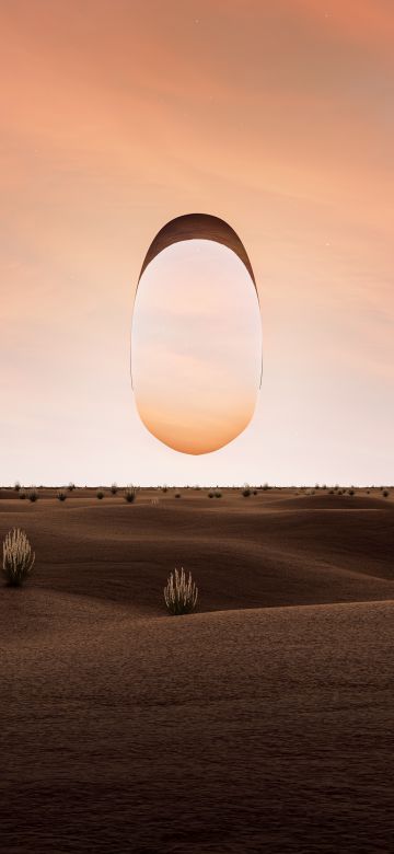 Surreal, Dusk, Desert, Reflection, 3D, Glass, 5K