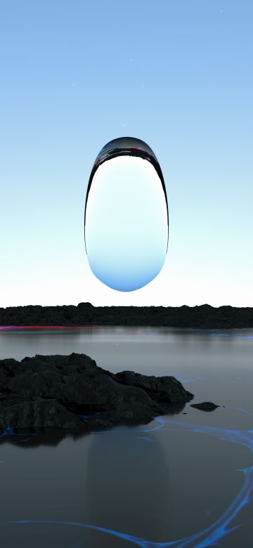 Surreal, Coast, Reflection, 3D, Glass, 5K, Clear sky