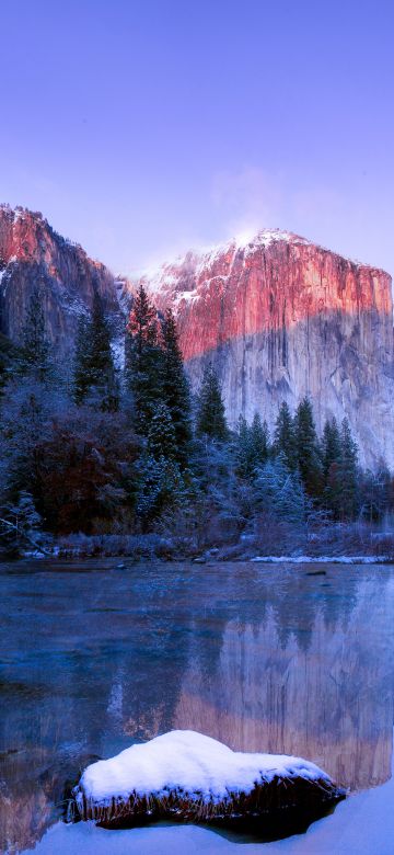 Yosemite Lake, Yosemite Valley, Landscape, Reflection, Yosemite National Park, Winter, Scenic, California, USA, 5K