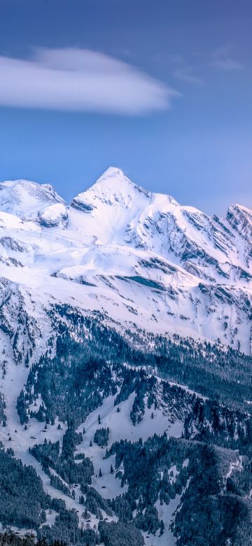 Kleine Scheidegg, Mountains, Winter, Mountain range, Glacier, Sunrise, Ice, Peak, Switzerland, 5K, 8K