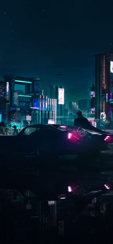 Batman, Cyberpunk, Batmobile, Neon