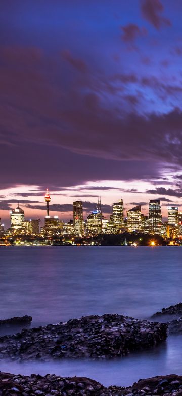 Sydney, Cityscape, Australia, Dusk, City lights, Night City, Sydney Harbour, 5K