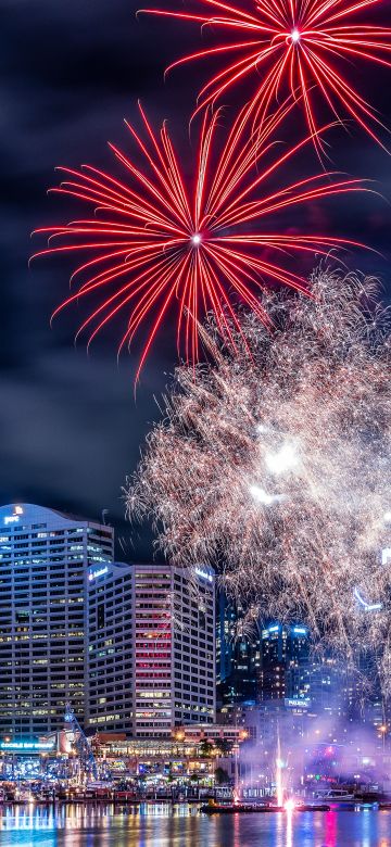 Fireworks, Darling Harbour, Sydney, Australia, Night City, 5K