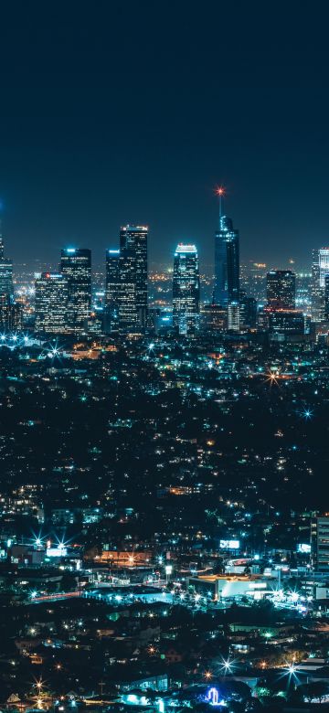 Los Angeles City, Night City, City lights, Illuminated, Cityscape, 5K, 8K