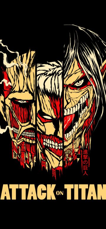 Attack on Titan, AMOLED, Shingeki no Kyojin, 5K, Black background