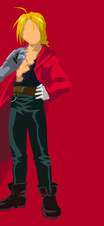 Edward Elric, Red background, Fullmetal Alchemist: Brotherhood, 5K, Minimalist, 8K, Simple