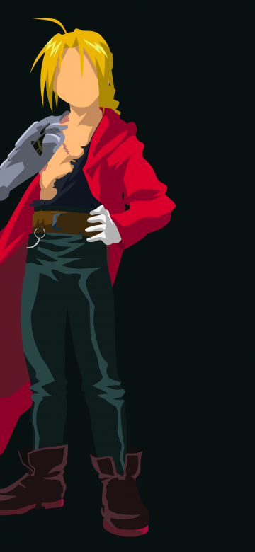 Edward Elric, Fullmetal Alchemist: Brotherhood, Dark background, 5K, 8K, Minimalist, Simple