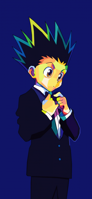 Gon Freecss, Cute anime, Hunter x Hunter, Blue background, 5K, 8K, Simple