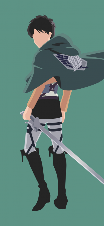 Eren Yeager, Teal background, Minimalist, 5K, Attack on Titan, Shingeki no Kyojin, Pastel teal, Simple